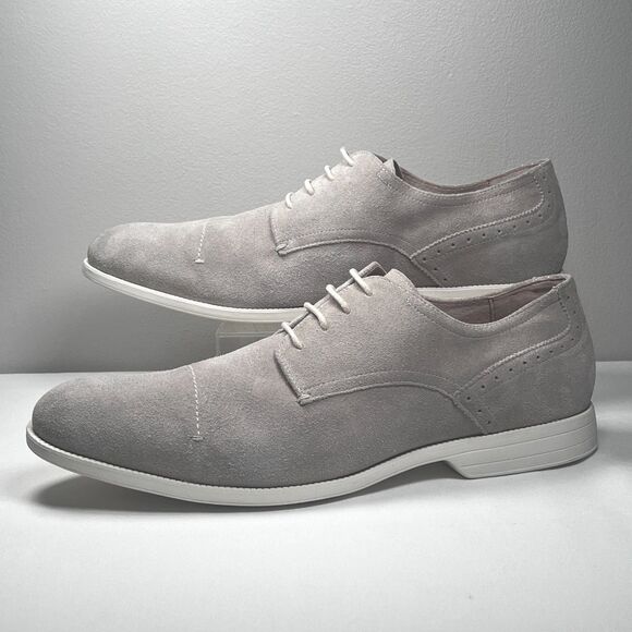 Stacy Adams Wilcox Suede Leather Lace Up Oxfords Dress Shoes 13 M Light Grey - Picture 3 of 8